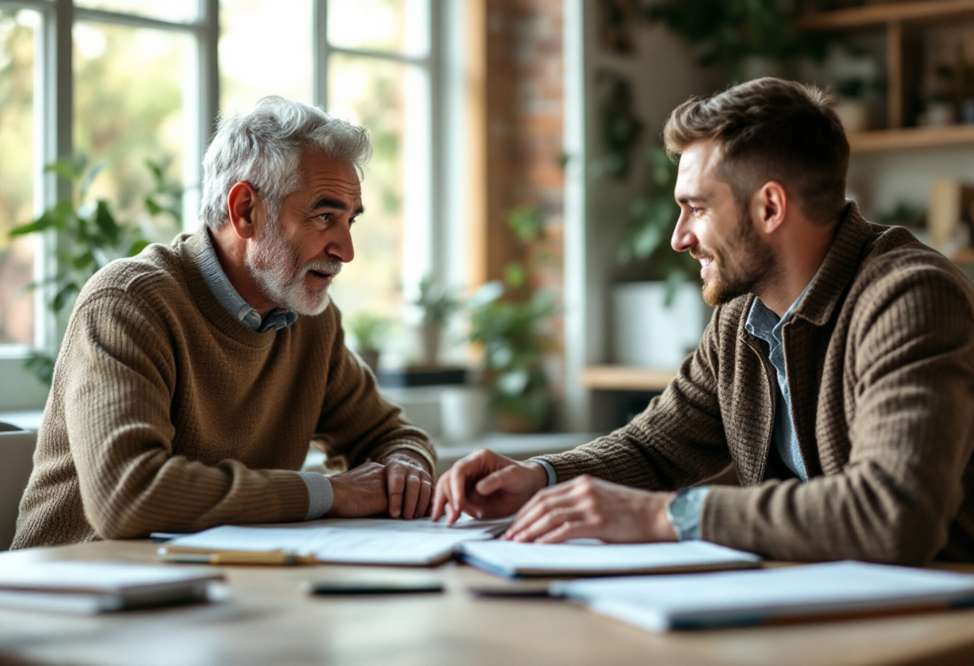 Independent insurance agent working with a colleague in the agency